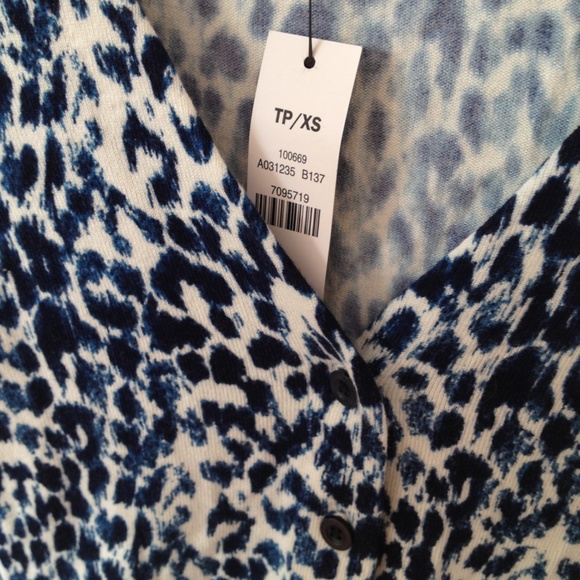 Blue Leopard Cardigan Cotton Blend - Picture 5 of 8